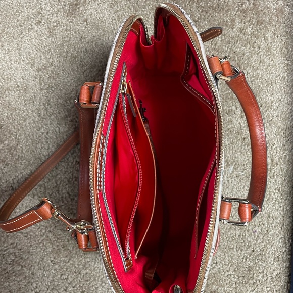 DOONEY & BOURKE ZIP ZIP SNAKE EMBOSSED LEATHER SATCHEL. GRAY/BROWN. BRAND NEW. - Picture 6 of 9